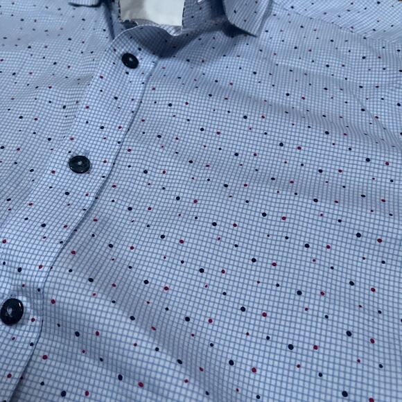 Robert Graham Short Sleeve Shirt Dot Pattern Over Grid Floral Flip Size Small - Picture 3 of 12